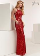Jasz Couture - 1400 Fully Sequined Halter Evening Gown