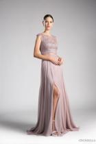 Cinderella Divine - Embellished Illusion Bateau A-line Dress