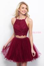 Blush - 11361 Two Piece Beaded Halter Cocktail Dress