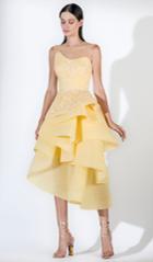 Saiid Kobeisy - 3440 Wavy Ruffled Skirt Sleeveless Tea Length Dress