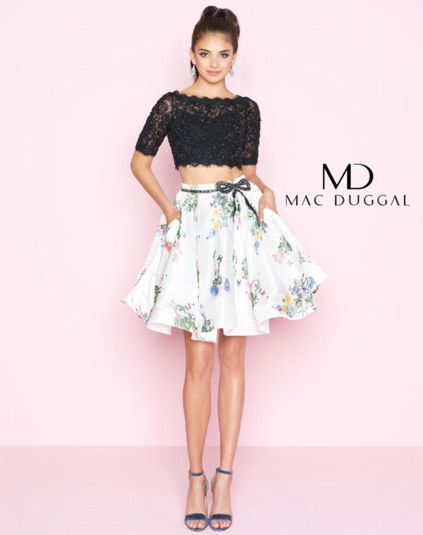 Mac Duggal - 40850n Two Piece Bateau Floral Cocktail Dress