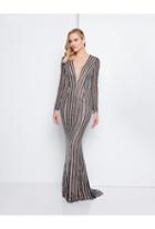 Terani Couture - 1811gl6436 Embellished Deep V-neck Sheath Dress