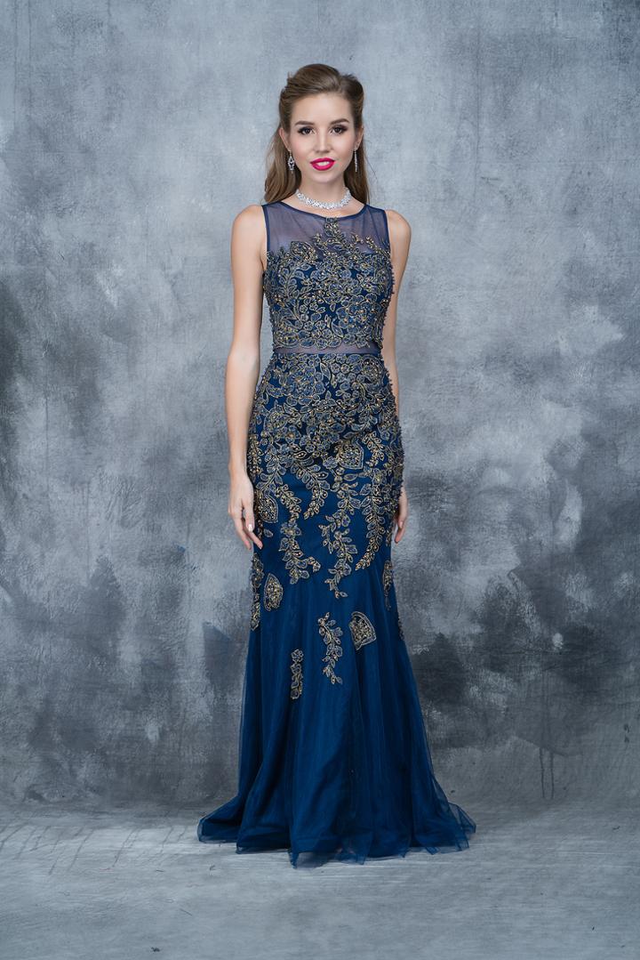 Nina Canacci - 8146 Sheer Jewel Embellished Evening Gown
