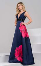 Jovani - 48460 Bold Contrast Floral Print Evening Gown