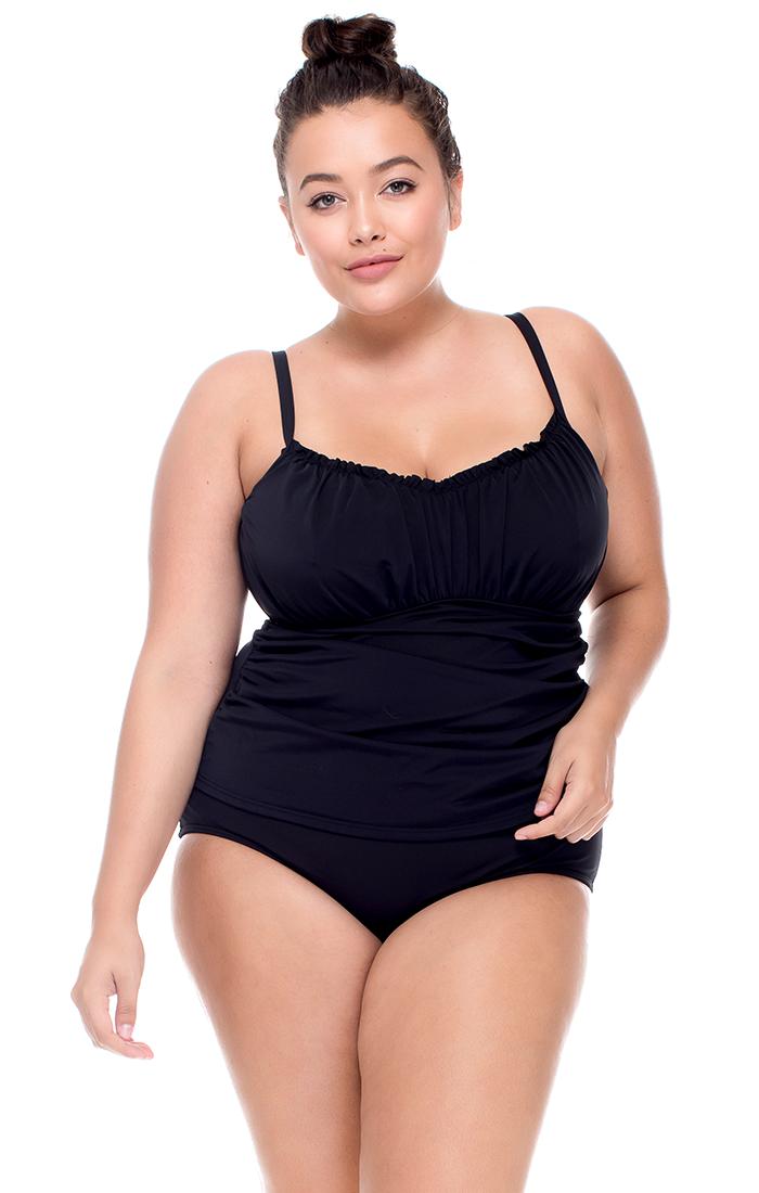 Curve Swimwear - Sweetheart Tankini Top 398f/gblck