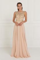 Elizabeth K - Gl1565 Jeweled Illusion Bateau Chiffon A-line Gown