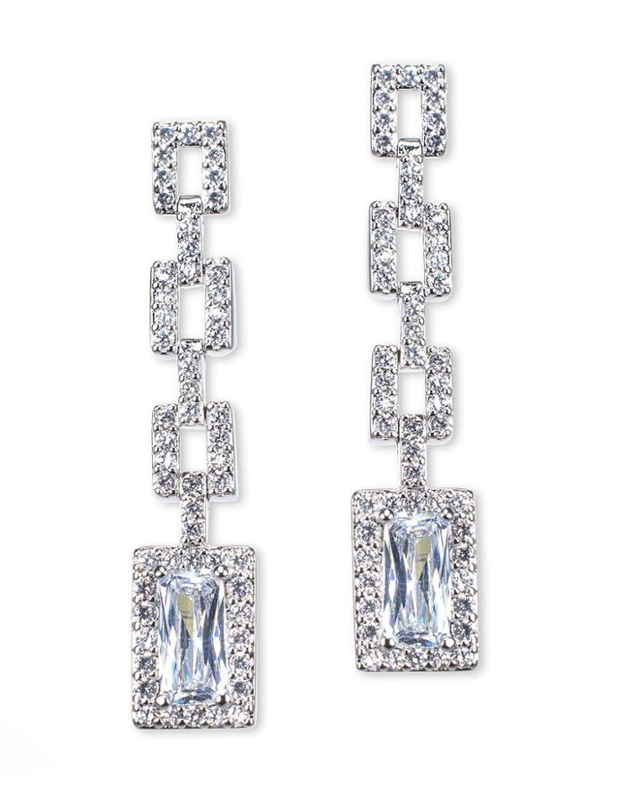 Cz By Kenneth Jay Lane - Linear Pierced Drop Earring