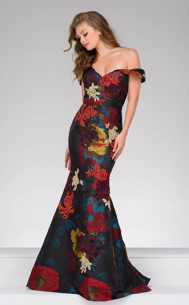 Jovani - 47698 Off-shoulder Printed Mermaid Gown