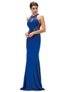 Dancing Queen - Long Halter Illusion Dress With Keyhole 9262