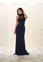 May Queen - Mq1518 Embroidered High Sheath Dress