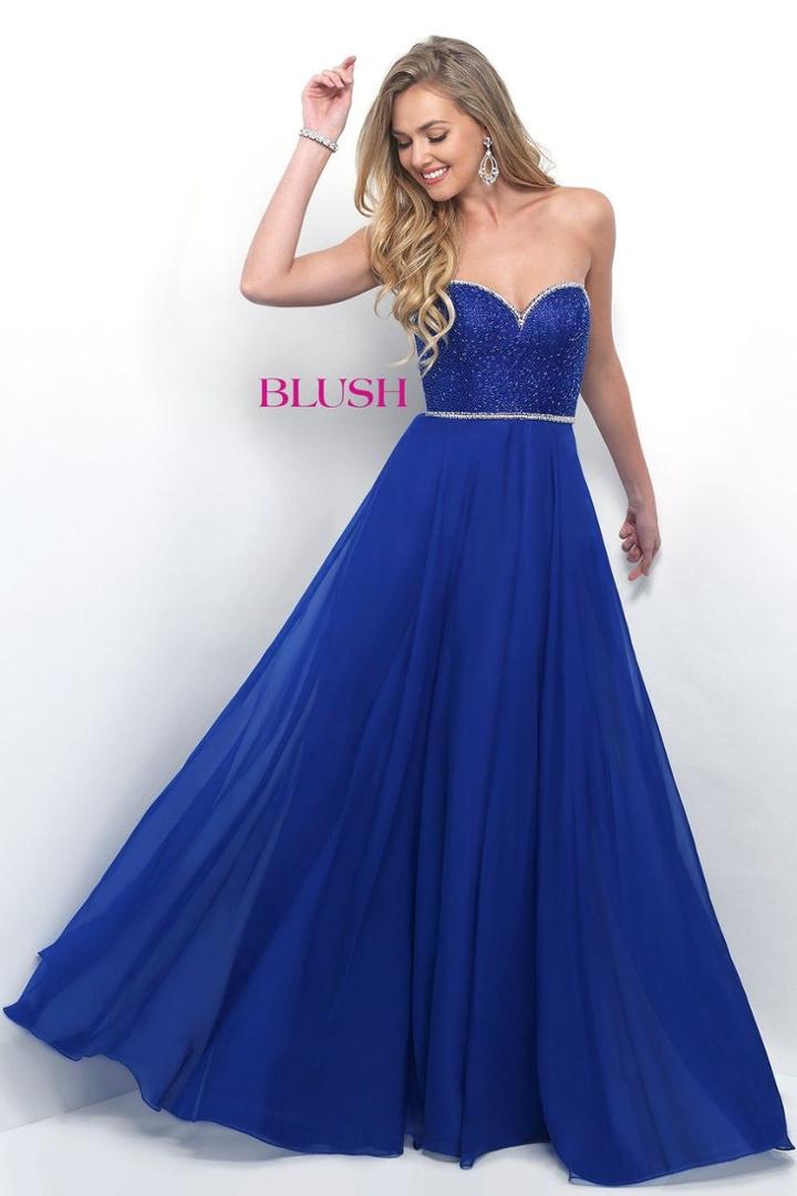 Blush - Strapless Sweetheart Chiffon A-line Gown 11342