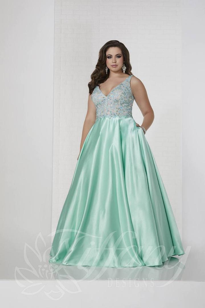 Tiffany Designs - 16315 Beaded V-neck Satin Ballgown