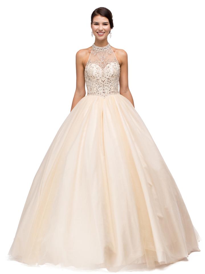 Dancing Queen - Glamorous Halter Illusion Beaded Gown 1136