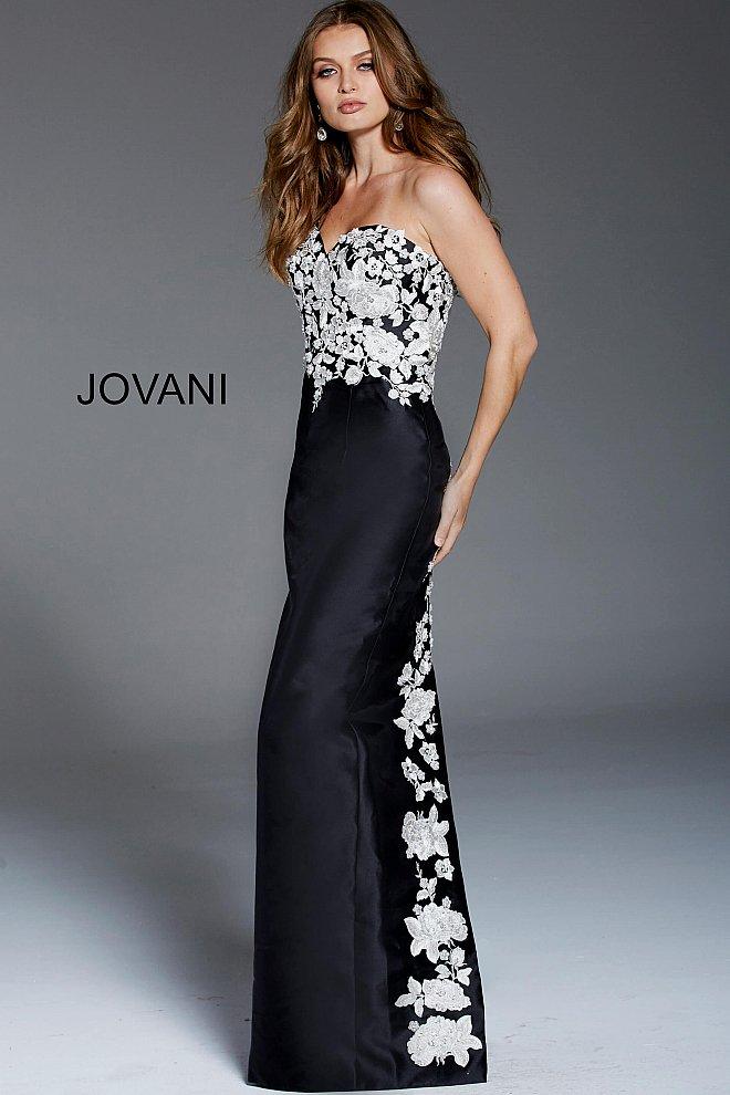 Jovani - 57801 Strapless Appliqued Fitted Evening Dress
