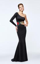 Tarik Ediz - Asymmetric Neck Mermaid Dress 93101