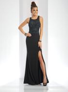Clarisse Prom - 3498 Sleeveless Iridescent Lace Detail Evening Gown