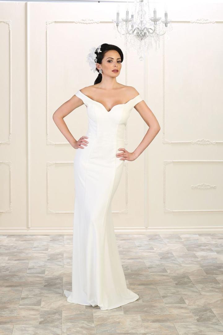 May Queen - Mq1489 Off Shoulder Long Sheath Gown