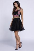 Embroidered Two-piece Short A-line Dress