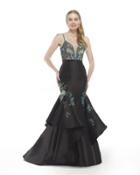 Morrell Maxie - 15884 Floral Embroidered Ruffled Mermaid Gown