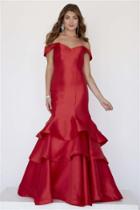 Jolene Collection - 18095 Off-shoulder Mikado Tiered Mermaid Dress