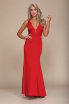 Nox Anabel - Q010 Plunging V-neck Sheath Dress