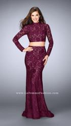 La Femme - Lovely Long Sleeve High Neck Laced Two-piece Dress 24272