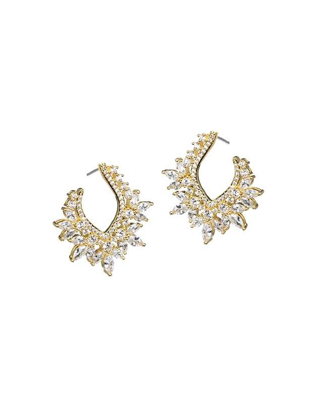 Cz By Kenneth Jay Lane - Decorative Hoop Earring
