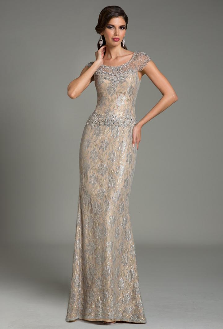 Feriani Couture - 18484 Crystal Embellished Floral Long Dress