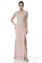 Terani Evening - Stunning Beaded Illusion Neck Polyester Column Skirt Gown 1611m0757a