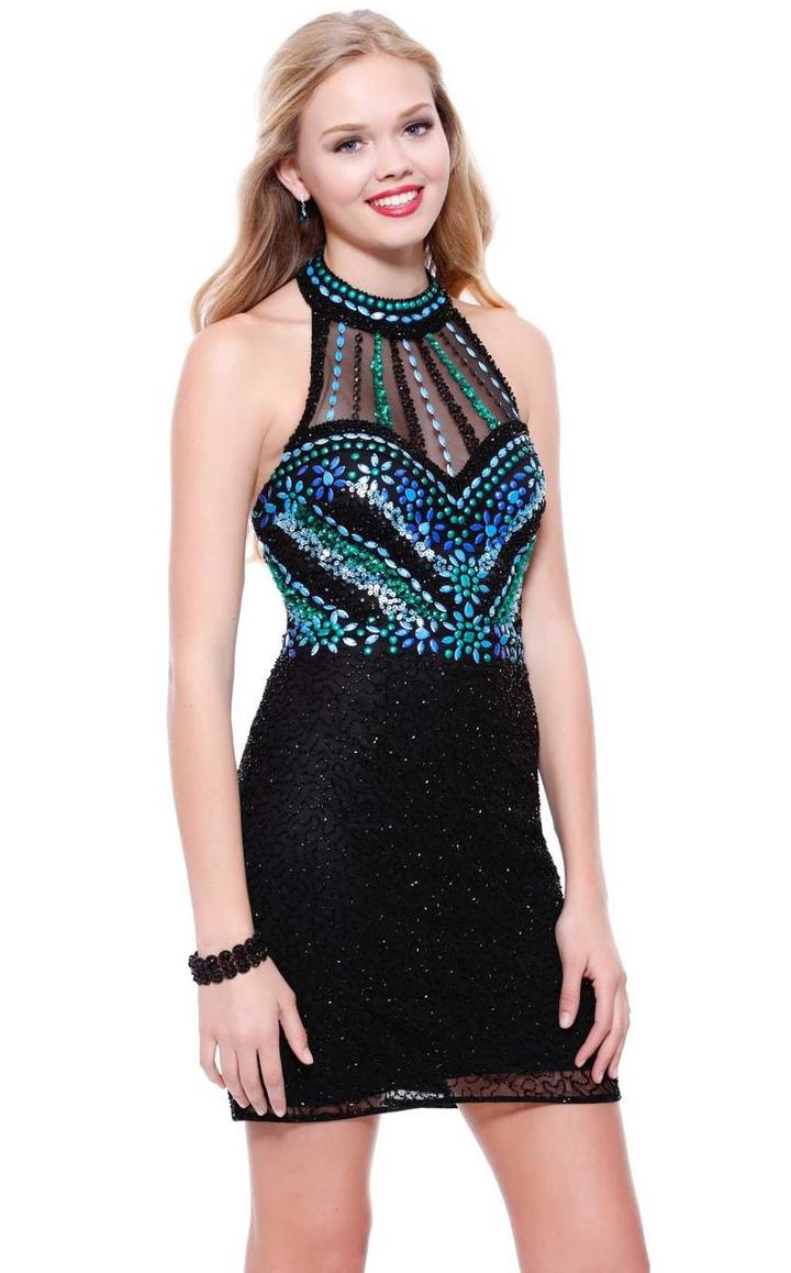 Shail K - Halter Beaded Cocktail Dress 1101
