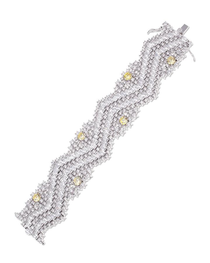 Cz By Kenneth Jay Lane - Canary Yellow Zigzag Bracelet