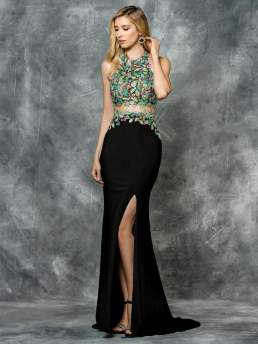 Colors Dress - 1665 Halter Neck Embroidered Evening Gown