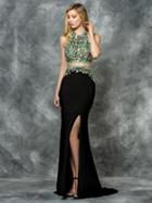 Colors Dress - 1665 Halter Neck Embroidered Evening Gown