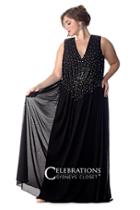 Sydney's Closet - Ce1527 Plus Size Dress In Black