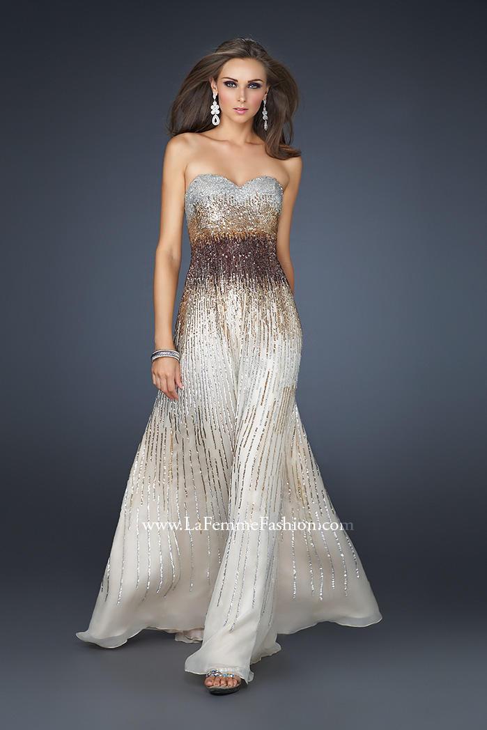 La Femme - Sparkling Long A-line Dress 17765