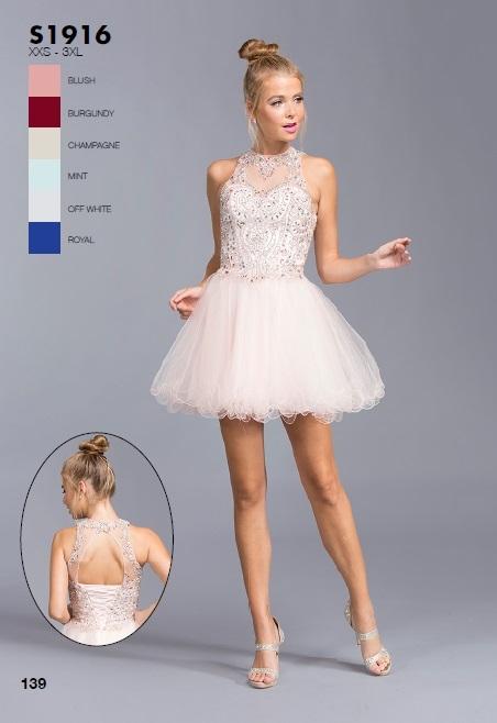Aspeed - S1916 Glittering Illusion Halter Homecoming Dress