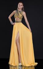 Tarik Ediz - Embellished Two-piece Chiffon Gown 92597