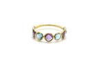 Tresor Collection - Amethyst & Blue Topaz Gemstone Stackable Ring Band In 18k Yellow Gold