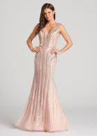 Ellie Wilde - Ew118154 Beaded Plunging Open Back Gown