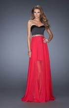 La Femme - 19766 Strapless Satin Chiffon Evening Dress
