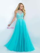 Blush - Crystal Illusion Long Gown In Seamist 11071