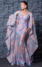 Mnm Couture - K3569 Floral Embroidered Sheath Dress With Cape