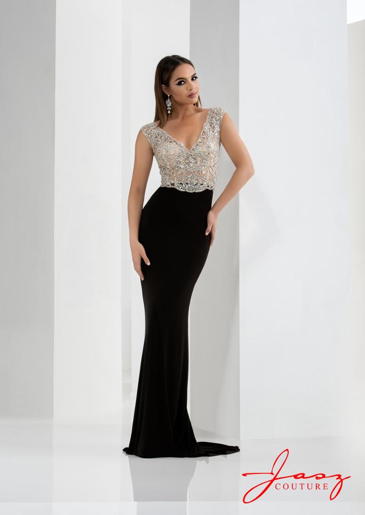 Jasz Couture - Beaded V Neck Long Gown 5634