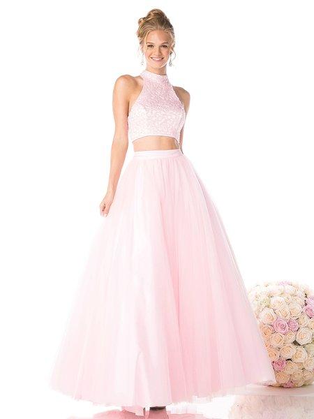 Cinderella Divine - Two Piece Beaded High Halter Ballgown
