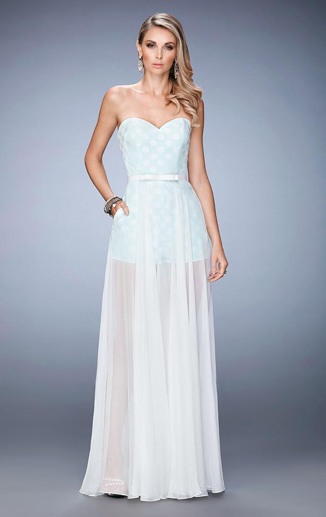 La Femme - 22484 Sheer And Polka Dot Evening Gown