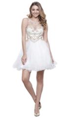 Nox Anabel - 6271 Bead-embellished Illusion Short Cocktail Dress