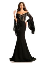 Johnathan Kayne - 7244 Bell Sleeve Off-shoulder Lace Gown