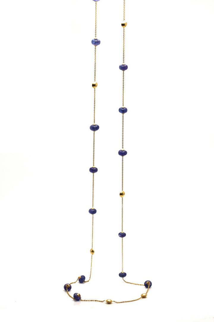 Tresor Collection - Tanzanite Smooth Roundel Necklace In 18k Yellow Gold