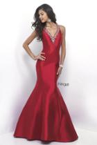 Intrigue - Crystal Studded V-neck Mikado Mermaid Gown 270