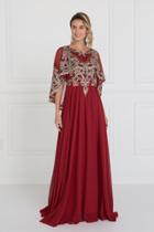 Elizabeth K - Gl1527 Chiffon Dress With Embroidered Cape Sleeves